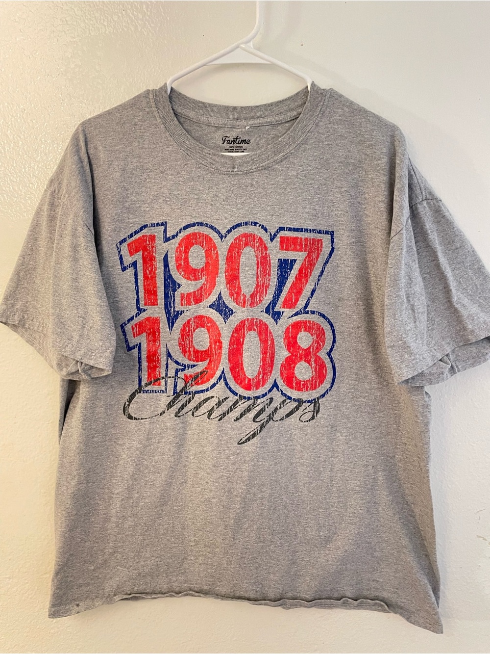 Cubs 1907 1908 Back to Back World Series Champs Gray Graphic T-Shirt